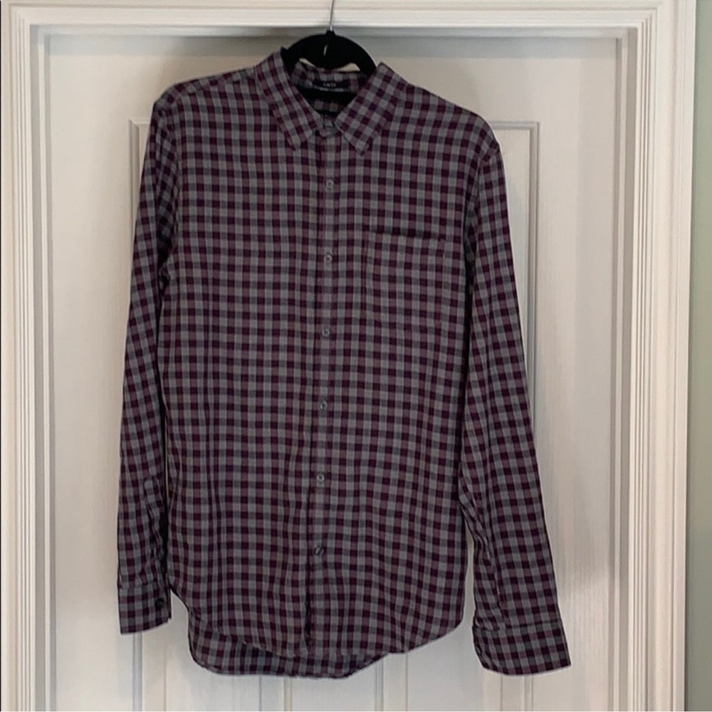 Lucky Brand Men's Slim Fit Purple Plaid Long Sleeve Shirt M